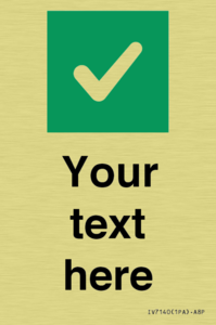 Custom plain background, green square with tick sign